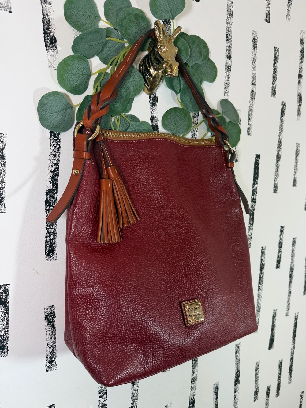 Dooney & Bourke Small Sloan Pebble Grain Leather Bordeaux Dark Red Shoulder Bag